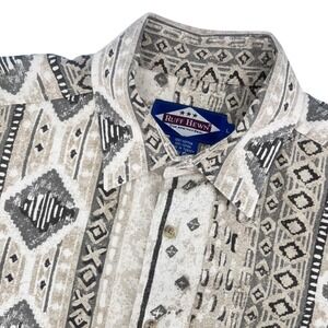Ruff Hewn Aztec Button Down Shirt Mens Large Tan Geometric Southwestern Safari
